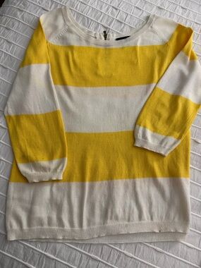 a.n.a Yellow and White Striped Boatneck Sweater